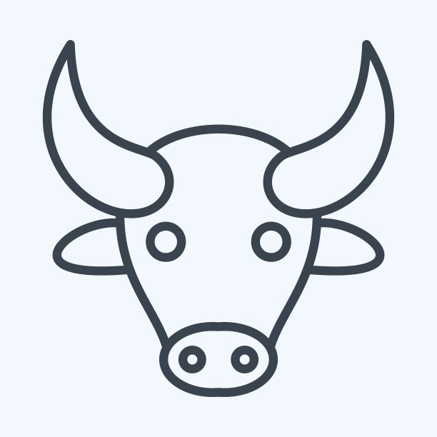 图标水牛。与动物头部符号有关。行风格。简单的设计可编辑。简单的说明。可爱。教育图片下载