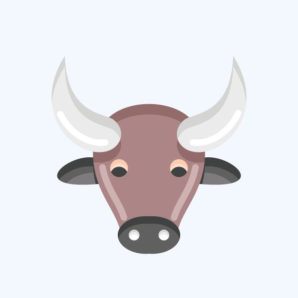 图标水牛。与动物头部符号有关。平的风格。简单的设计可编辑。简单的说明。可爱。教育图片下载
