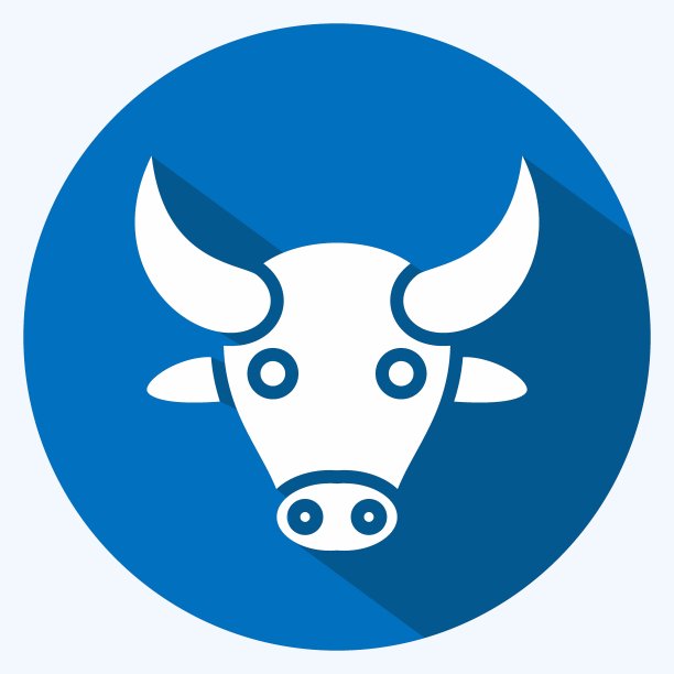 图标水牛。与动物头部符号有关。长长的阴影风格。简单的设计可编辑。简单的说明。可爱。教育图片下载
