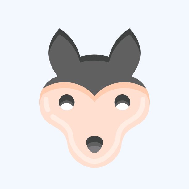 图标狼。与动物头部符号有关。平的风格。简单的设计可编辑。简单的说明。可爱。教育图片下载