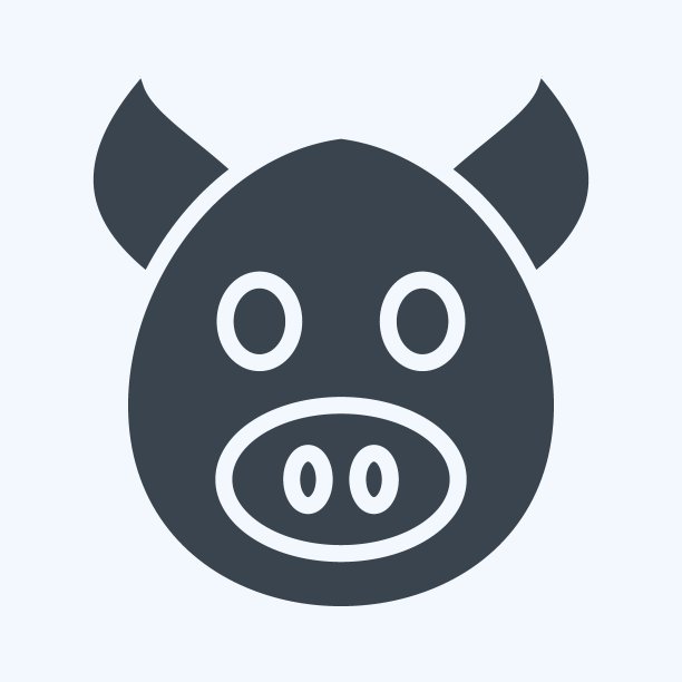 图标的猪。与动物头部符号有关。字形风格。简单的设计可编辑。简单的说明。可爱。教育图片下载