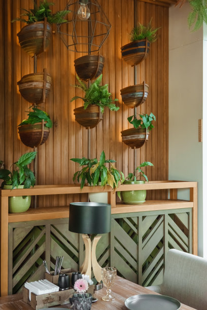 咖啡馆内部与生物设计元素。亲生物的概念图片下载