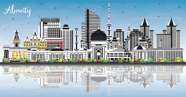 哈萨克斯坦阿拉木图城市天际线与色彩图片下载