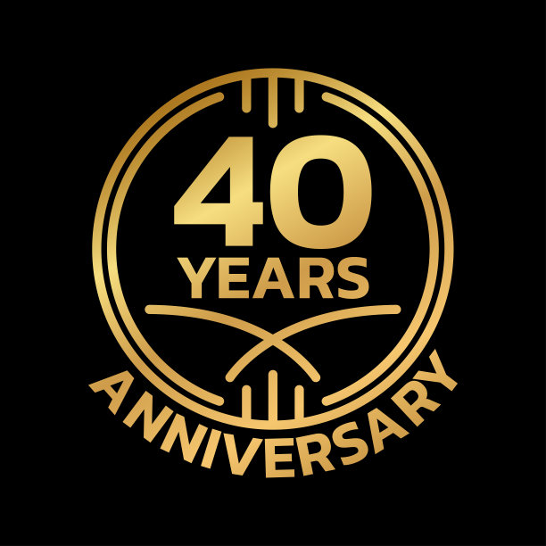 40周年纪念金像。40年圆形邮票设计。生日庆祝，周年纪念圈徽章或标签模板。矢量插图。图片下载