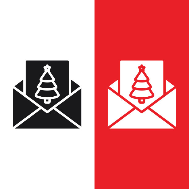 圣诞节圣诞节邀请图标在字形风格图片下载