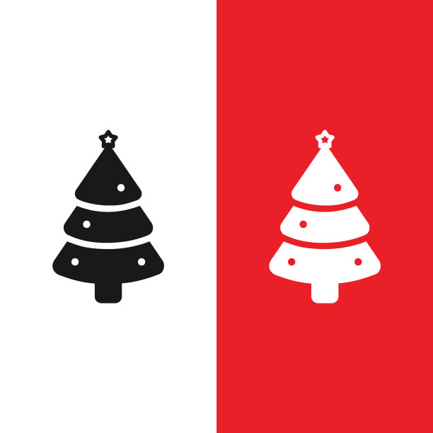 圣诞圣诞树图标在字形风格图片下载