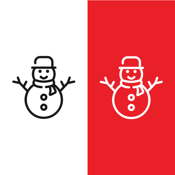 圣诞节圣诞雪人图标轮廓风格图片下载