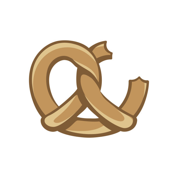 普通椒盐卷饼与咬食物夹艺术矢量插图图片下载