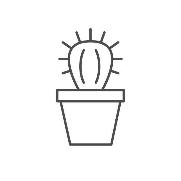 仙人掌在锅线轮廓图标图片下载