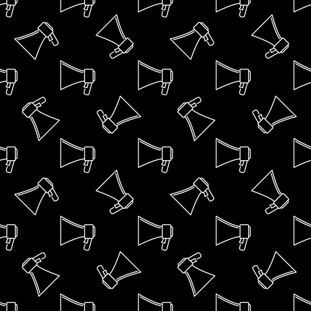 扩音器矢量黑暗现代无缝图案图片下载