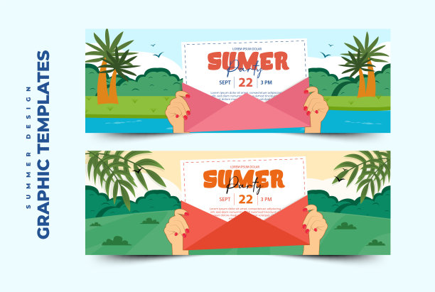 夏季销售图形模板易于定制简单优雅的设计图片下载