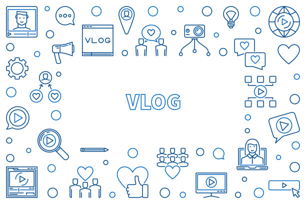 Vlog概念细线水平框架。矢量图图片下载