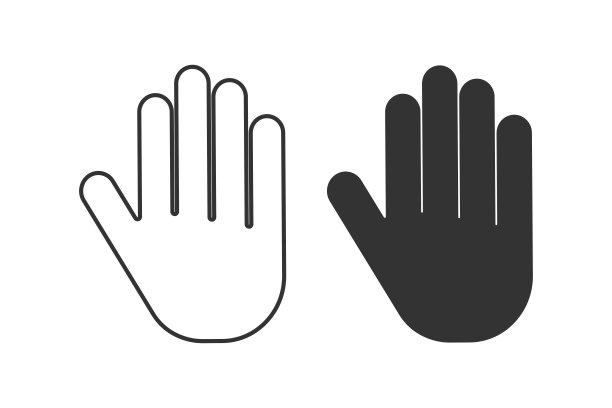 手的图标。手掌的象征。Sign ban矢量平。图片下载