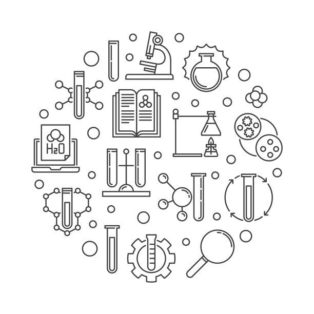 化学或化学科学矢量圆线插图图片下载