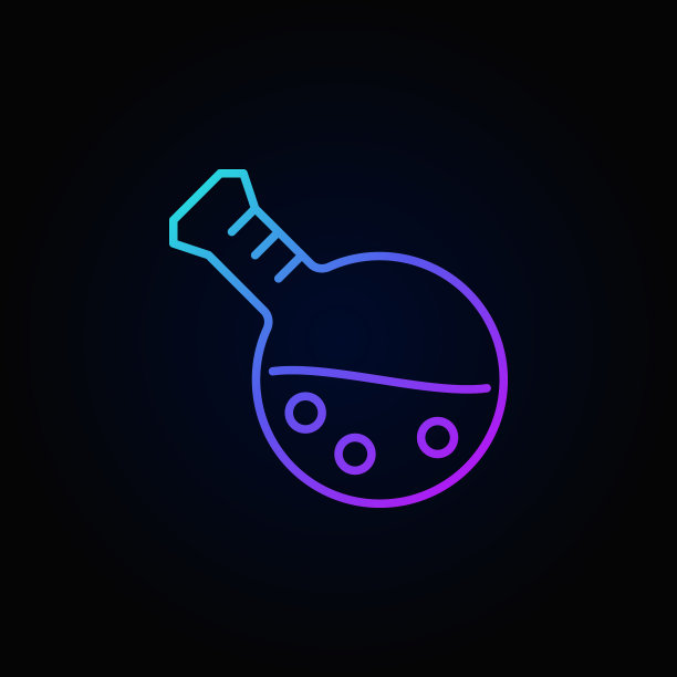 烧瓶轮廓彩色图标矢量化学概念标志图片下载