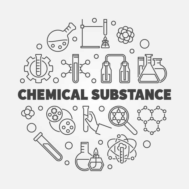 化学物质矢量概念圆形轮廓插图图片下载