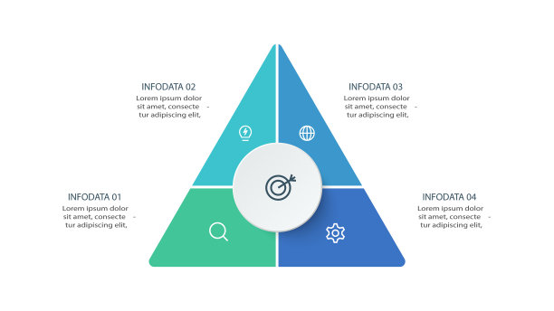 用4个元素的三角形信息图模板图片下载
