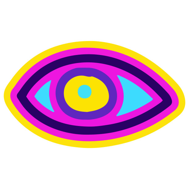 彩色卡通涂鸦眼睛图标轮廓图片下载