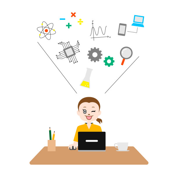 儿童学习科学和数学的插图(白色背景，矢量，剪接)图片下载