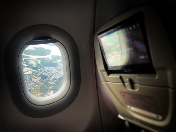 飞机起飞后的窗口视图图片下载