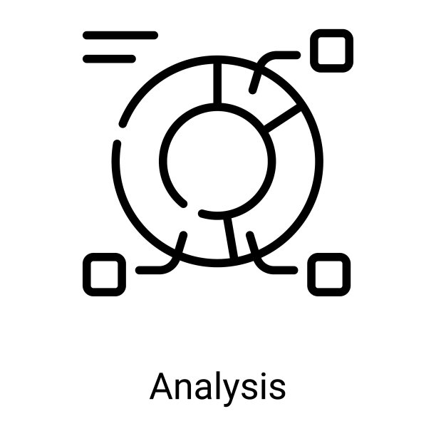 白色背景上的数据分析线性图标图片下载