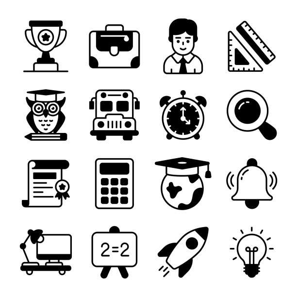 教育图标设置孤立的白色背景图片下载