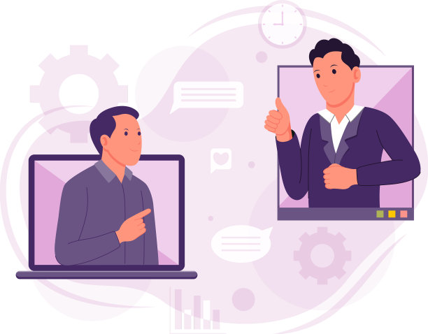 两个快乐的人通过视频通话图片下载