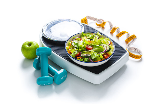 健康饮食、运动及控制体重的理念图片下载