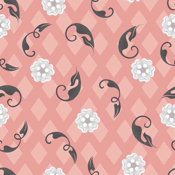 小花卷叶无缝图案图片下载