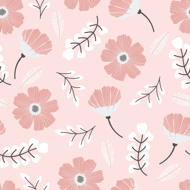 柔软的粉红色花朵无缝图案图片下载