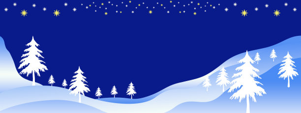 雪花和树木，雪景背景插图图片下载