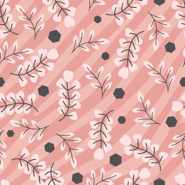 树叶树枝多边形无缝图案图片下载