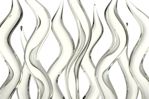 创造性的玻璃元素抽象背景。弯曲的冰柱向上冲。3 d演示。图片下载