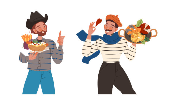 法国人和美国人的美食旅游图片下载