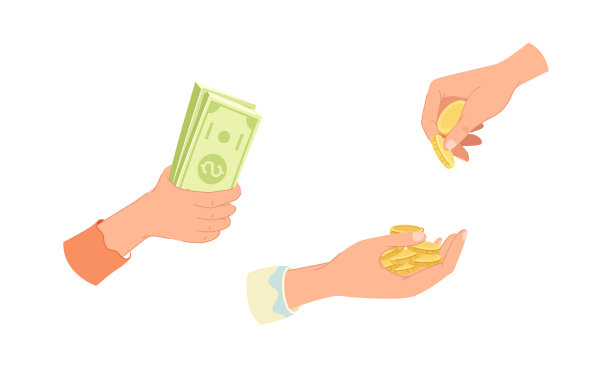 手里拿着一叠绿色的美元纸币和硬币图片下载