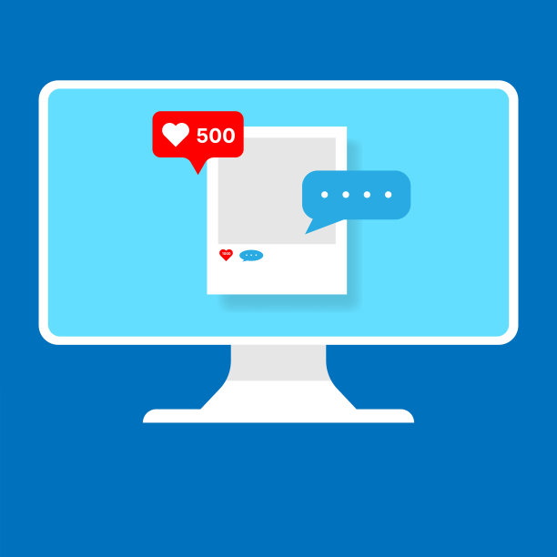 配有相框和社交媒体的电脑图片下载