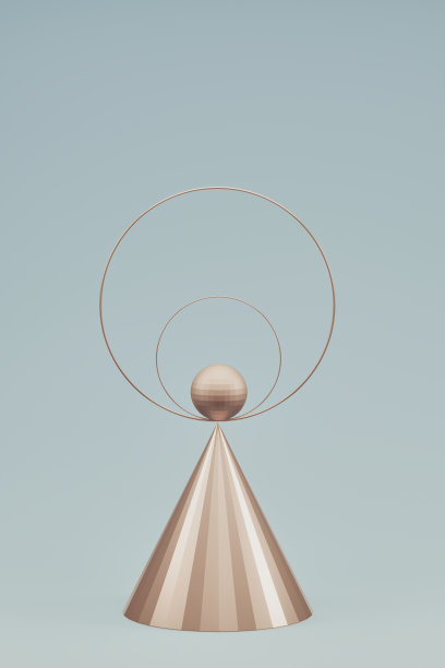 蓝色背景上的金属几何形状图片下载