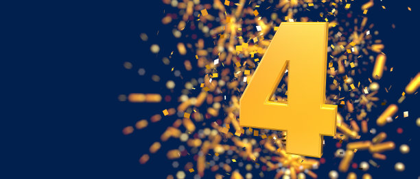 金色4号在前景与金色的五彩纸屑和烟花后面失去焦点图片下载