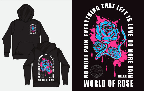 卫衣与复古街头服饰设计，蓝色玫瑰，玫瑰的世界图片下载