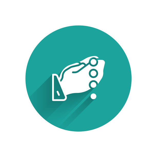 白色的手在祈祷的位置与念珠图标图片下载