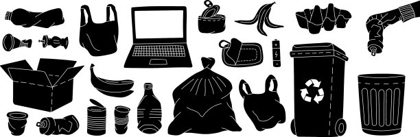 套不同类型的垃圾塑料玻璃图片下载