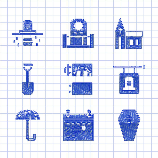 用十字架设置火葬场日历死亡棺材图片下载