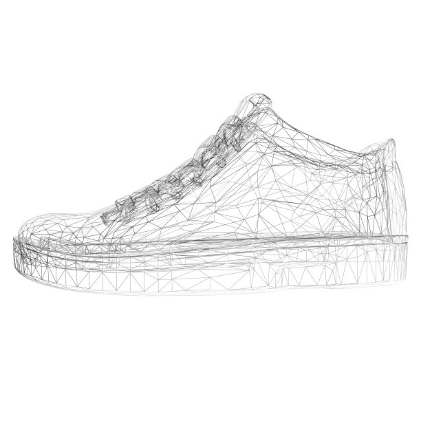 运动运动鞋的线框从黑色线条孤立在白色背景。侧视图。3 d。矢量插图。图片下载