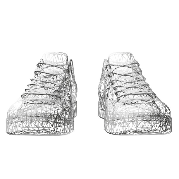 运动运动鞋的线框从灰色线孤立在白色背景。前视图。3 d。矢量插图。图片下载