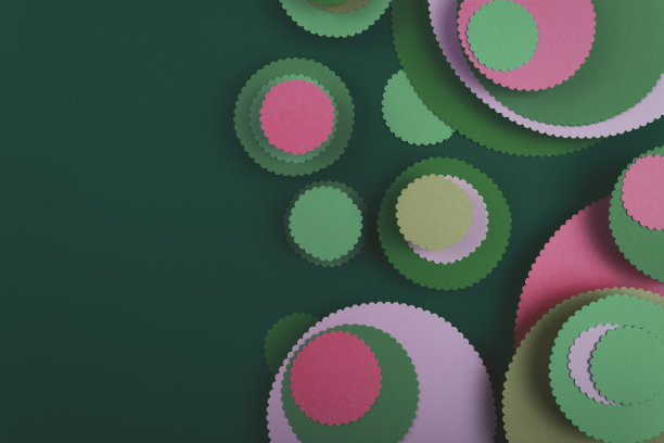 抽象彩色折纸花。几何形状和线条。图片下载