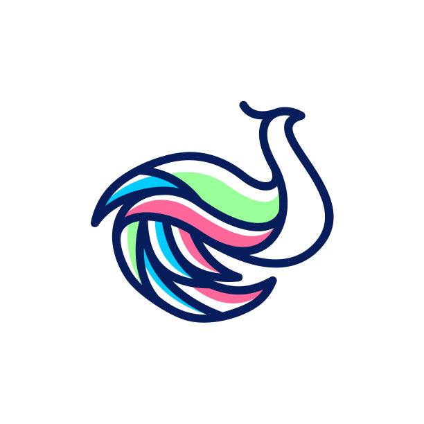 孔雀五彩线标志设计图片下载