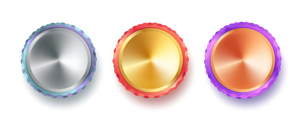 向量设置金，铜和银网络豪华奖横幅。优质网页金属横幅。图片下载