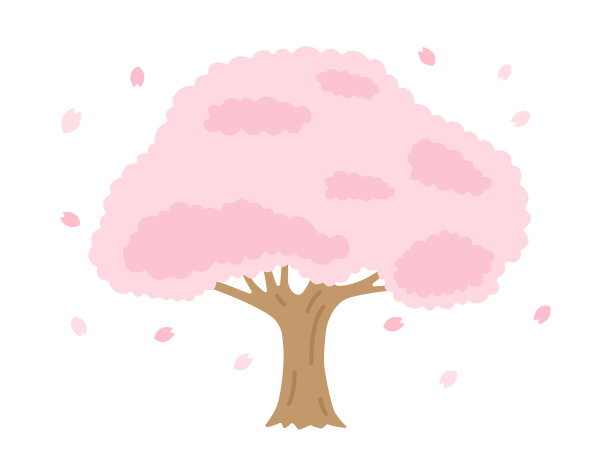 盛开的樱桃树的插图。图片下载