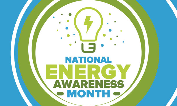 十月的全国能源意识月。能源消耗优化管理。引进先进技术，鼓励使用可再生能源。能源安全。向量的海报图片下载