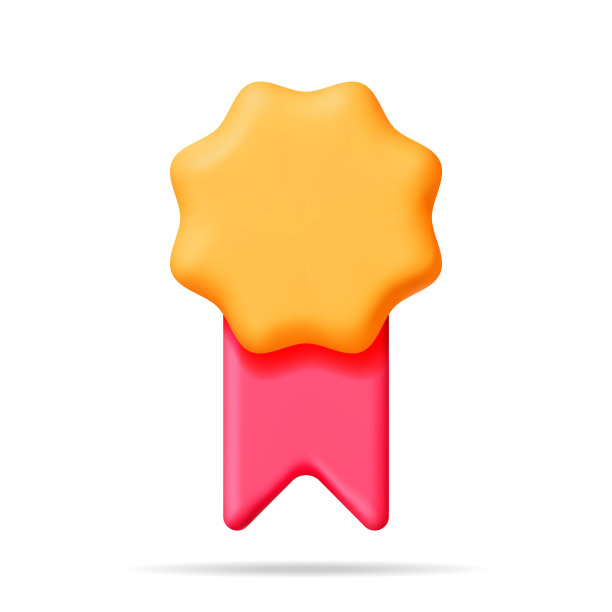 3D冠军奖牌与丝带隔离图片下载